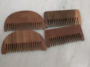 Handcrafted Wooden Hair Combs (Set of 4)