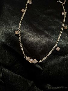 Silver Chain Necklace with Beaded Charms