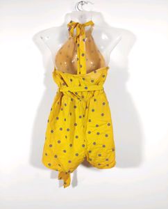 Mustard Yellow Printed Casual Jumpsuit (Women)