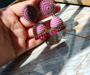 Pink Jhumka Earrings 💖