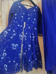 Blue Embroidered Anarkali Suit
