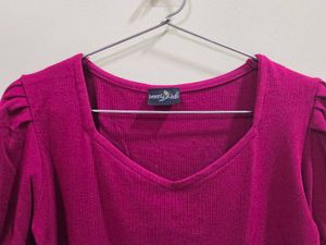 Purple Puff Sleeve Top