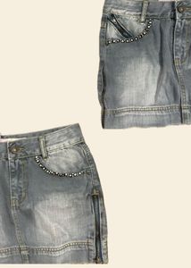 Y2K Rockstar Girlfriend Embellished Denim skirt