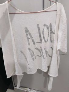 White Graphic Print Top
