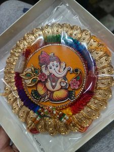 Ganesh Pooja Thali With Rakhi Roli And Chaawal
