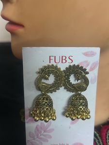 FUBS Jhumka Earrings - Antique Gold Tone