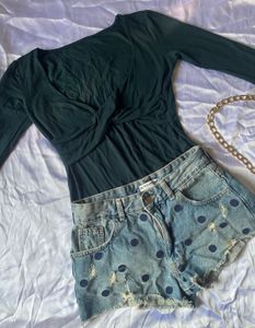 Cute Full Sleeve V Neck Top