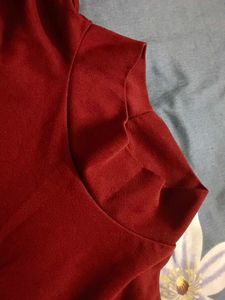 Burgundy Turtleneck Long Sleeve Top