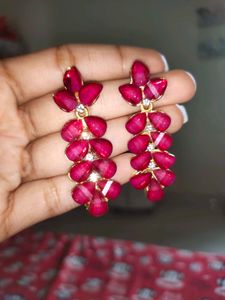 Red Jewel Drop Earrings
