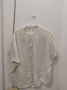 Aesthetic Korean Style Pokadot Beige Top