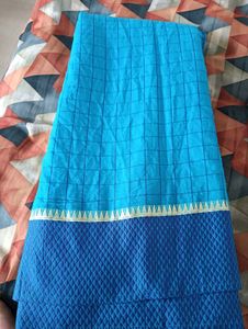 Blue Quilted Cotton Fabric With Blouse