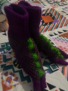 Handmade Knitted Purple Socks