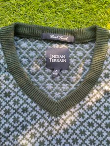 Indian Terrain Patterned V-Neck Sweater