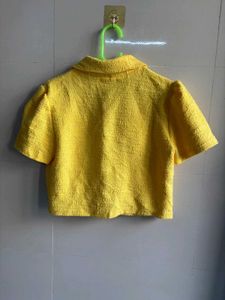 Yellow Tweed Cropped Jacket