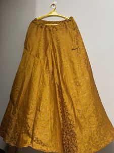 Elegant Gold Brocade Lehenga Skirt
