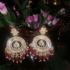 Rani Pink Colour Kundan Jhumka