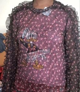 net Top Floral Print