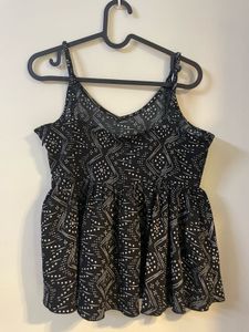Patterned Black Tank Top