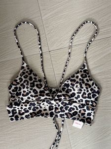 Leopard Print Tie-Up Bikini Top