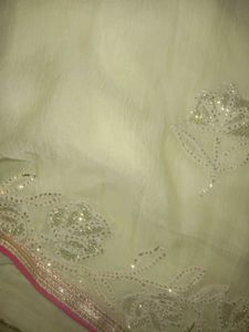 Lime Colour Chiffon Saree