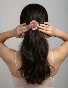 Pink Flower Hair Tie