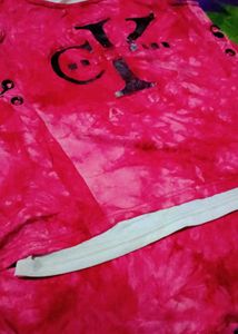 Unique Black Skirt and Pink Top Set