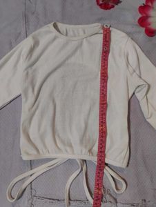 White Long Sleeve Tie Back Top(Bust-30/32)