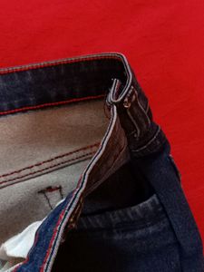 Knee Length Denim Blue Shorts