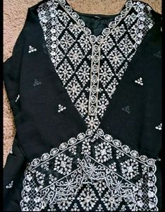 New Elegant Black Embroidered Kurta Set