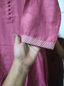 Dusty Rose Pink Indo Era Kurta Set With Dupatta
