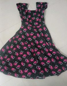 Black Floral & Geometric Print Dress