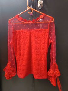 Hot Red Lace Top
