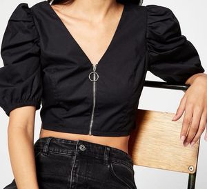 Chic Black Puff Sleeve Top