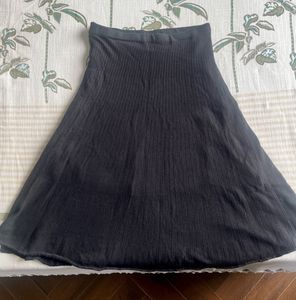 Black Knit A-Line  Skirt, Stretchable