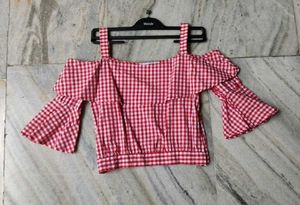 Gingham Off-Shoulder Top