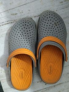 Stylish Grey &amp; Orange Flip Flops aqualite