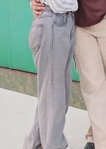 Gray Wide Leg Jeans