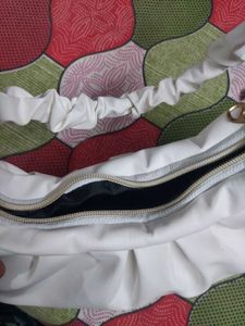 White Ruched Handle Shoulder Bag