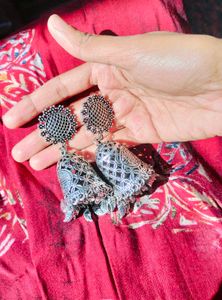 Oxidized light weight Jhumka Earrings