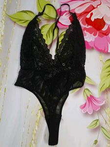 (434)Black Lace Bodysuit