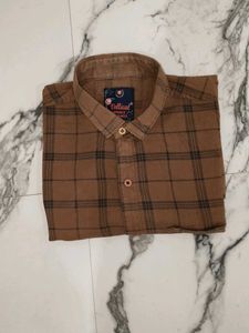 Men's Brown Checked Casual Shirt