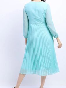 Pleated Midi Dress - Aqua