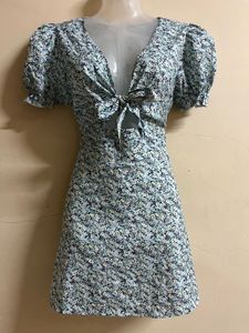 Floral Mini Dress with Tie