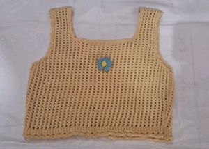 Handmade Crochet Tank Top with Flower