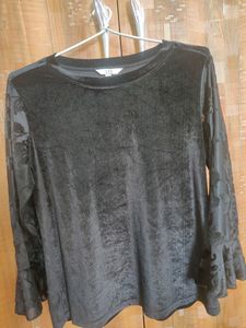 Velvet Black Party Wear Top👚
