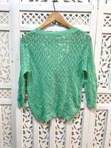 Green Open Knit Top B