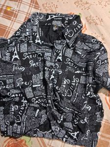 Paris Print Button-Down Shirt
