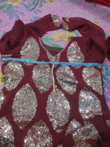 maroon duppata set