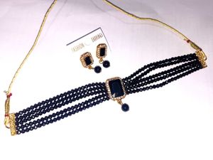 Black Beaded Choker &amp; Earring Set