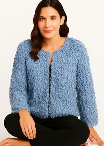 Blue Fuzzy Knit Cardigan